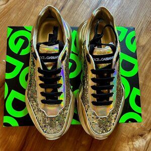 Dolce & Gabbana Shoes Sneakers Daymaster Gold Sequin Chunky Eu44, US11